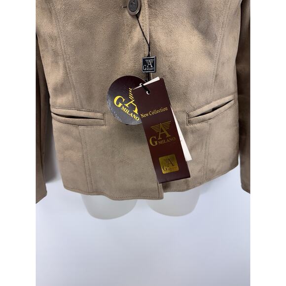 A G Milano Beige Leather Jacket New Old Stock 2015 Women’s Size Medium - Picture 2 of 11